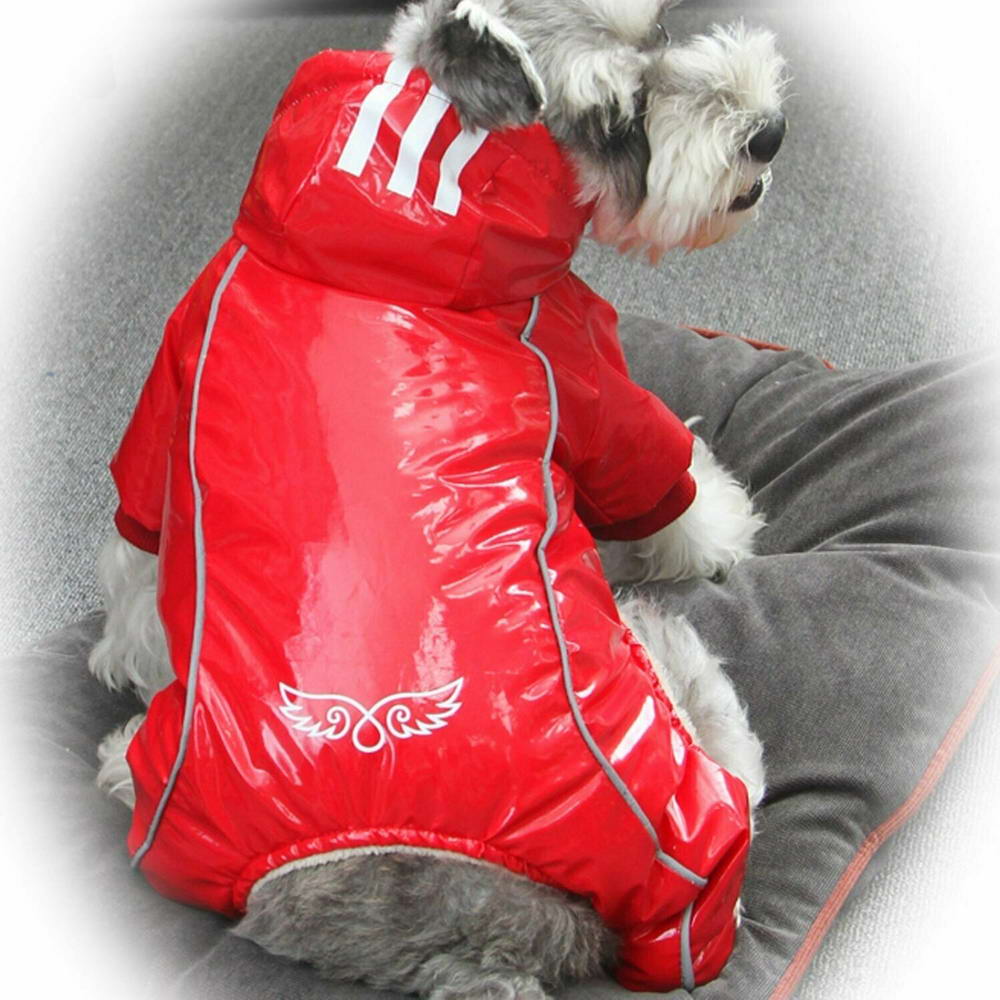 Zimsko oblačilo za psa "Jacop" - rdeča barva, vezena aplikacija