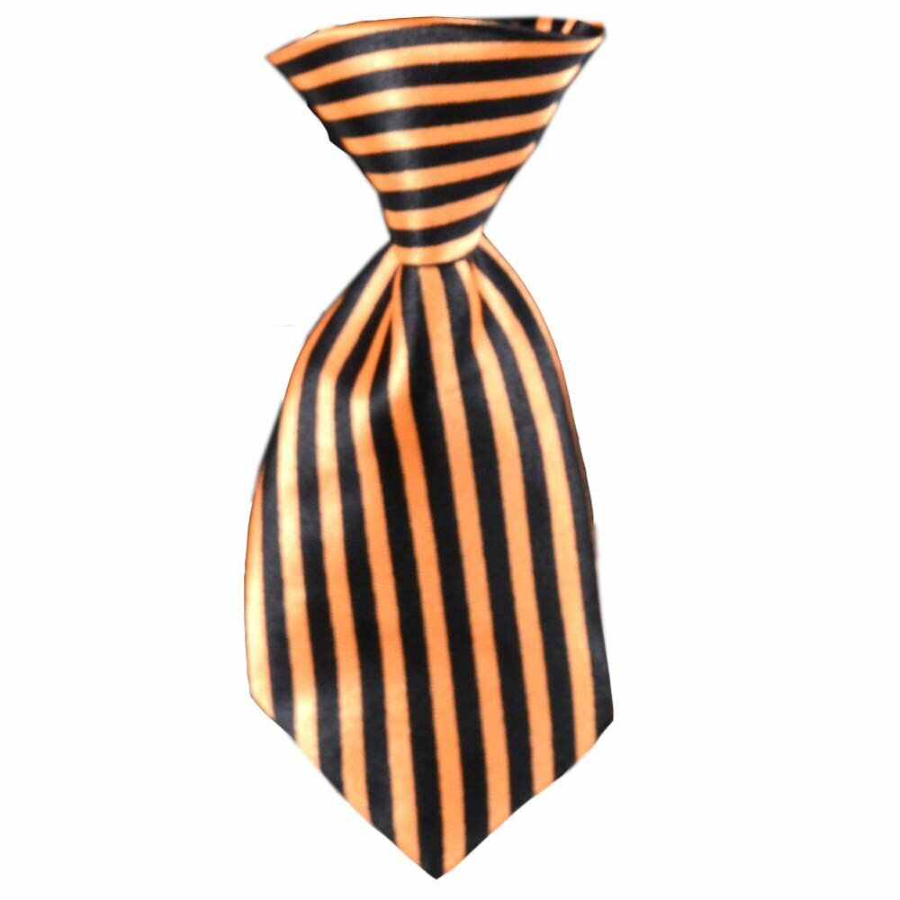 GogiPet kravata za pse "Bobby" - črtast vzorec oranžne barve