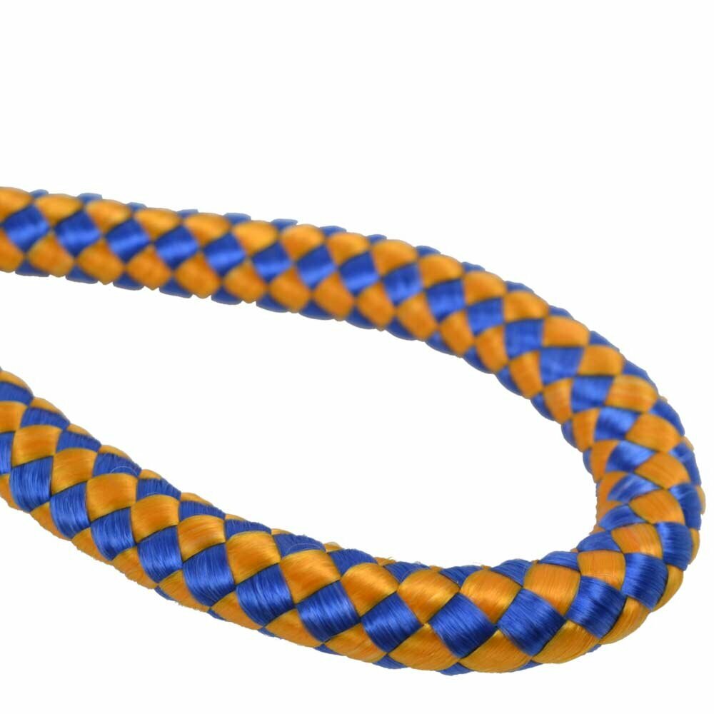 GogiPet pleten povodec za pse modro oranžne barve - izdelan v kvaliteti plezalne vrvi