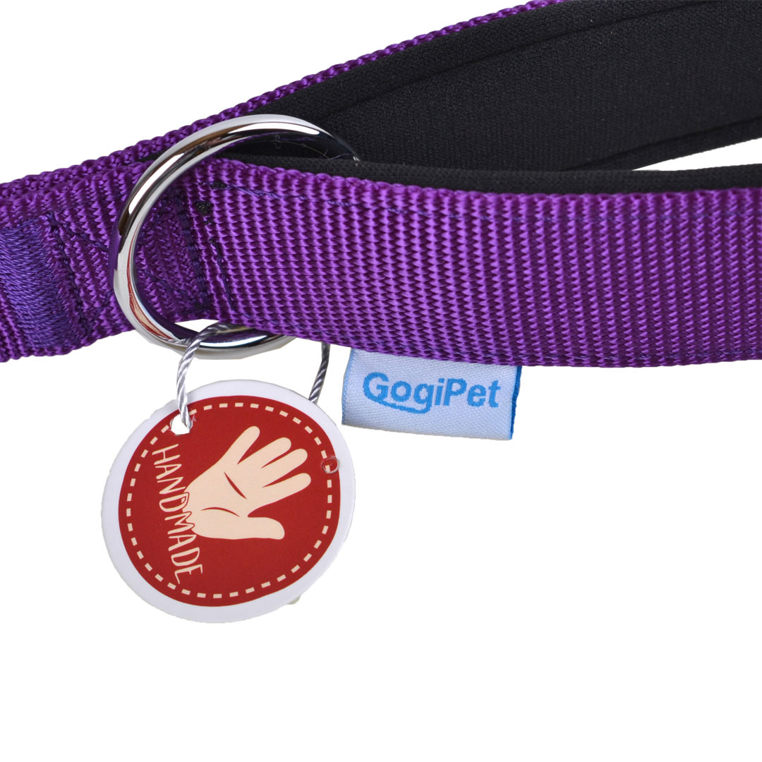 GogiPet® lila povodec za psa s podloženim ročajem - ročna izdelava