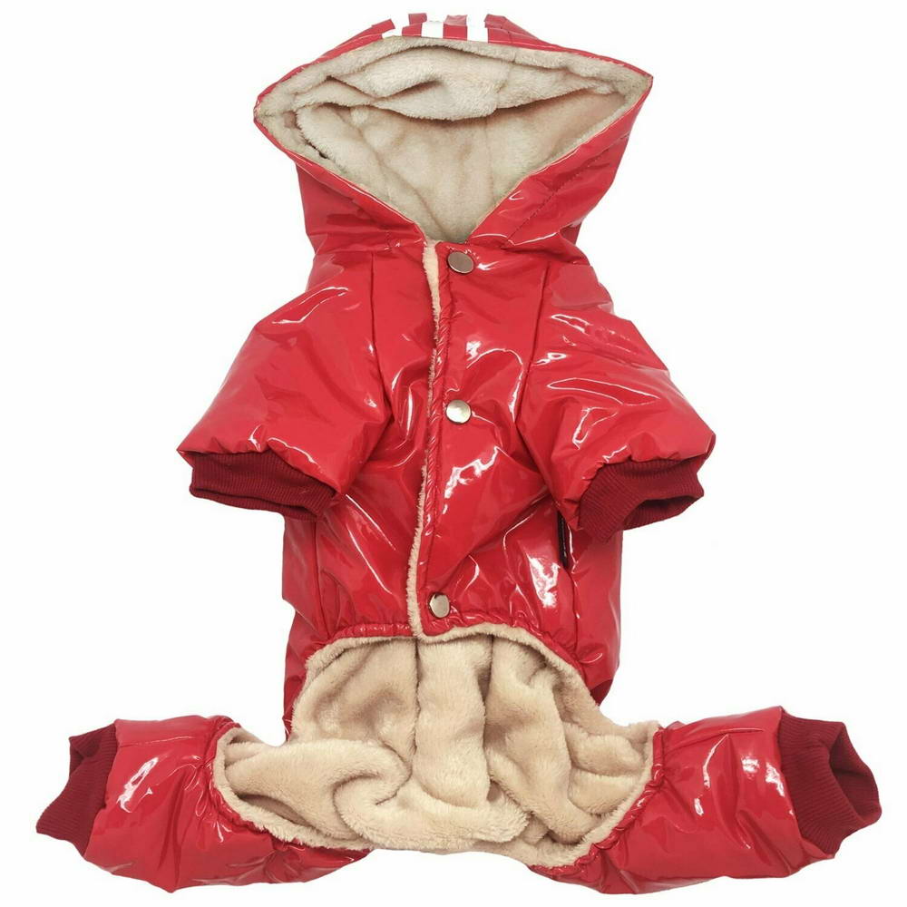 Zimsko oblačilo za psa "Jacop" - rdeča barva, zapenjanje s kovicami