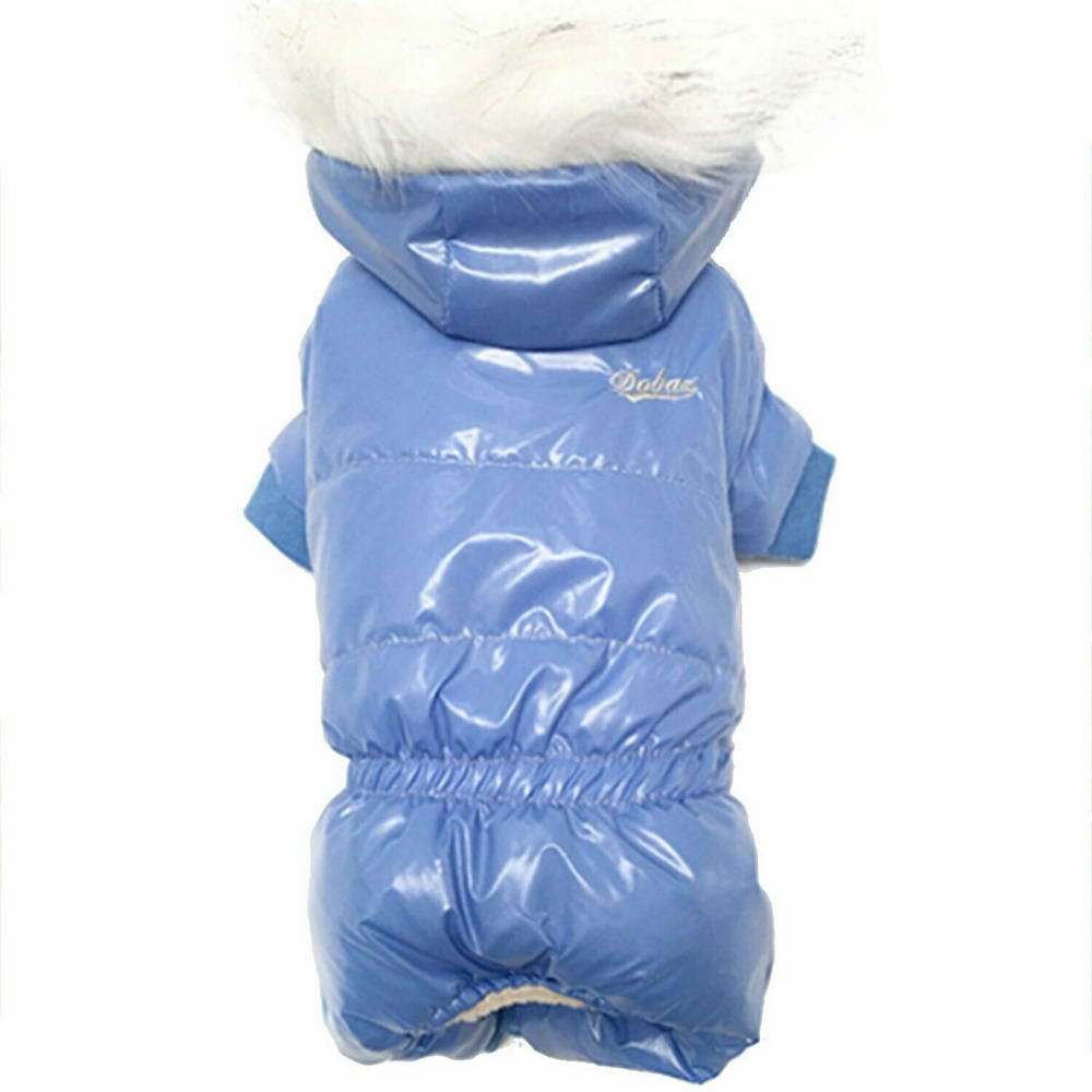 Zimski plašč za pse "Francesco" z vezeno aplikacijo - svetlo modra barva