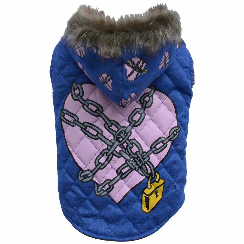 Zimska jakna Heart & Chain modra - jakna za pse