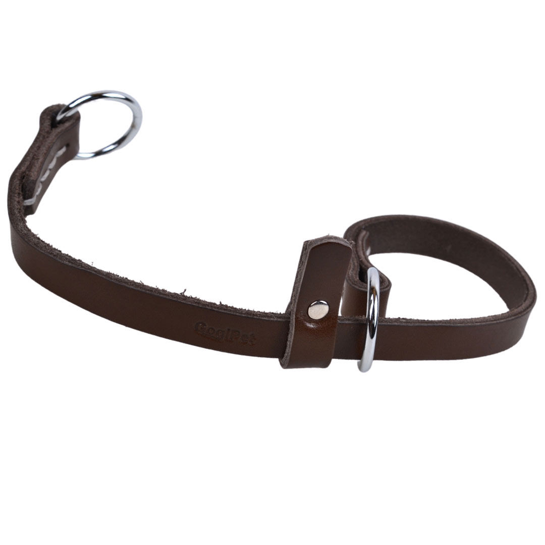 GogiPet® drsna ovratnica - Rjava ovratnica za pse iz pravega usnja za obseg vratu od 21 - 40 cm