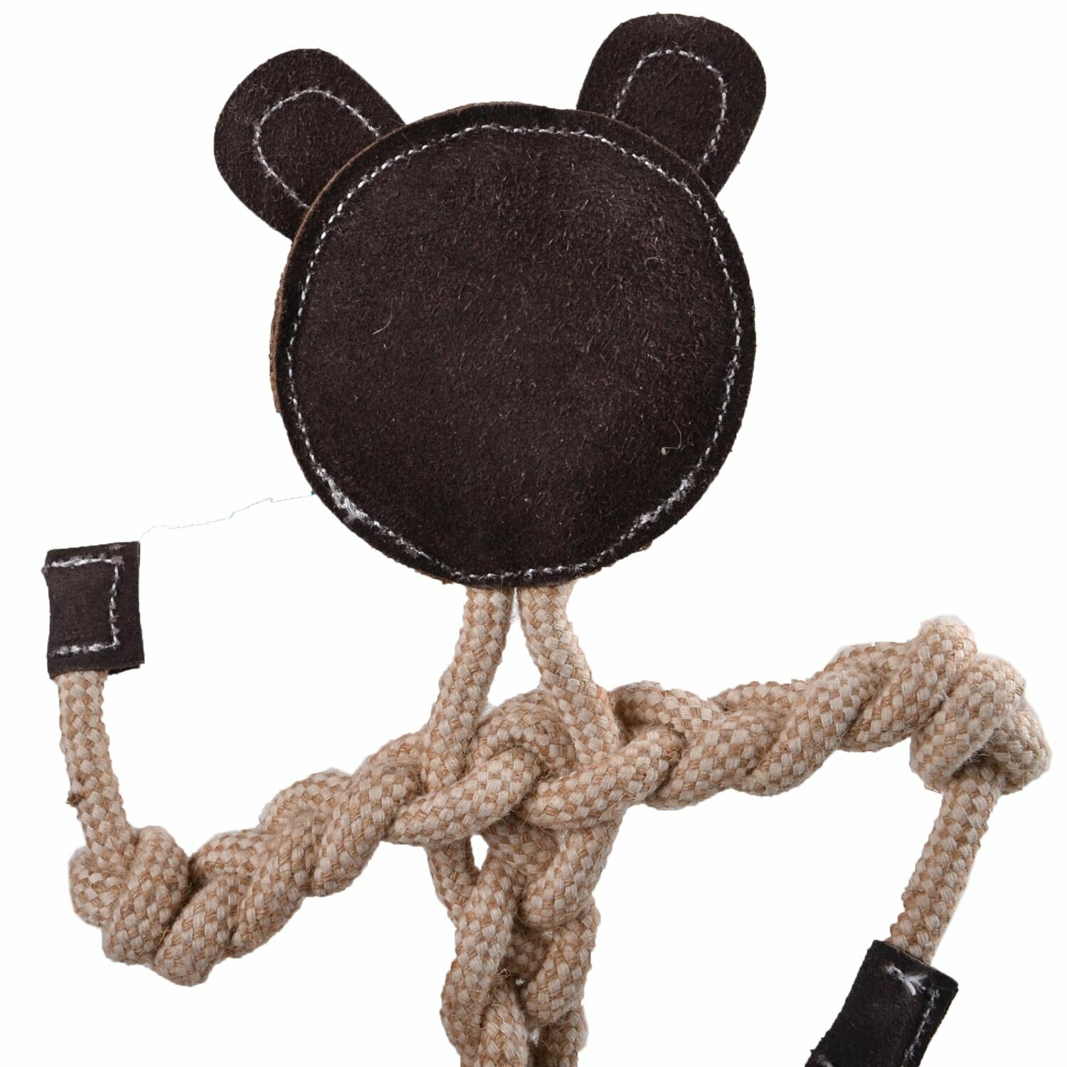 GogiPet® igrača za pse iz naravnih materialov "Medved" je izdelana iz usnja, jute in bombaža