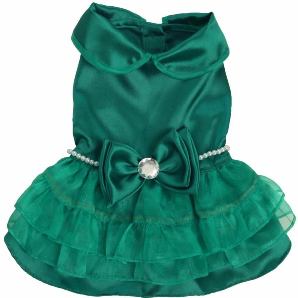 Mops luksuzna obleka Green Peral za pasje dame
