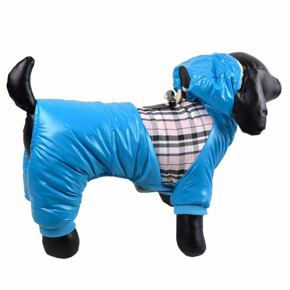 GogiPet zimski kombinezon za pse "Burberry Blue" - modra barva