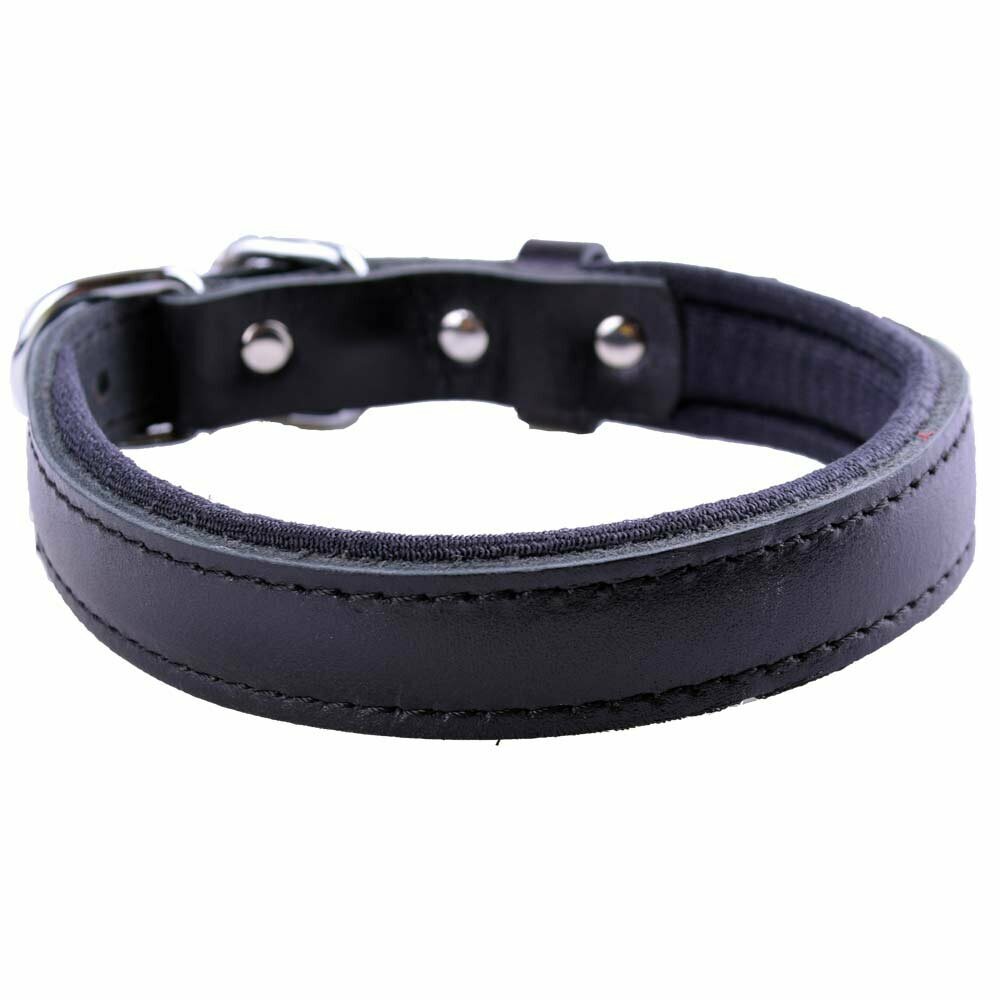 GogiPet® udobna usnjena ovratnica za pse črna s 45 cm