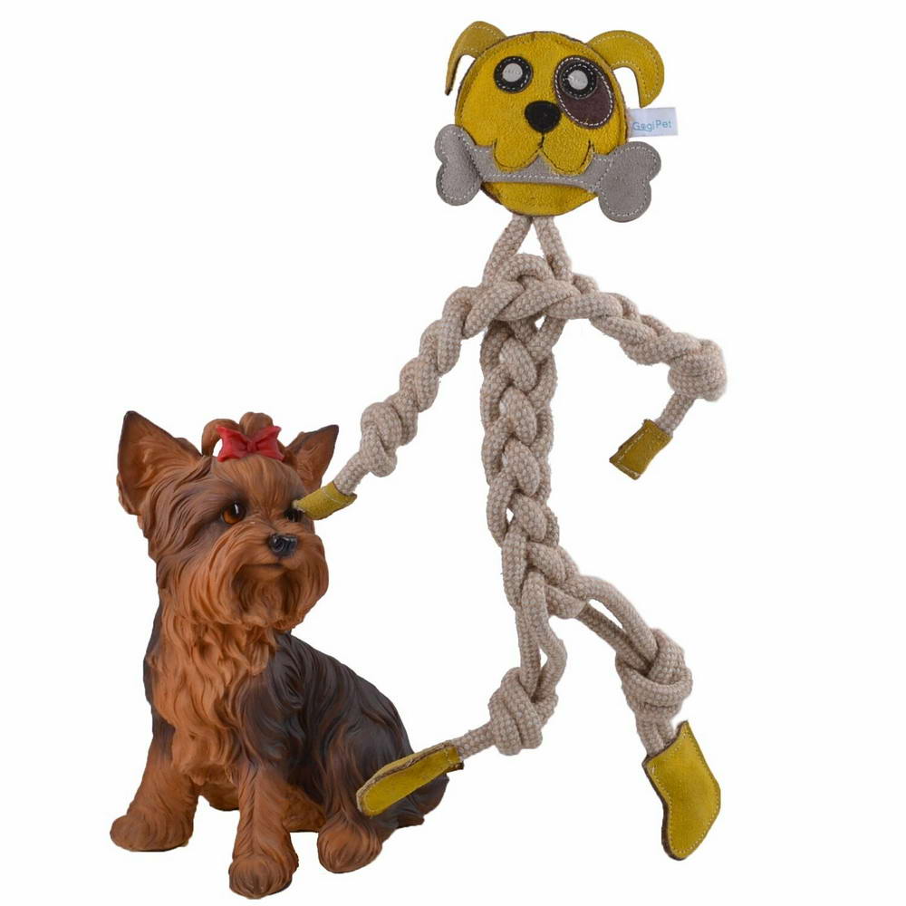 Igrača za pse iz naravnih materialov "Kuža s kostjo" je velika 60 cm
