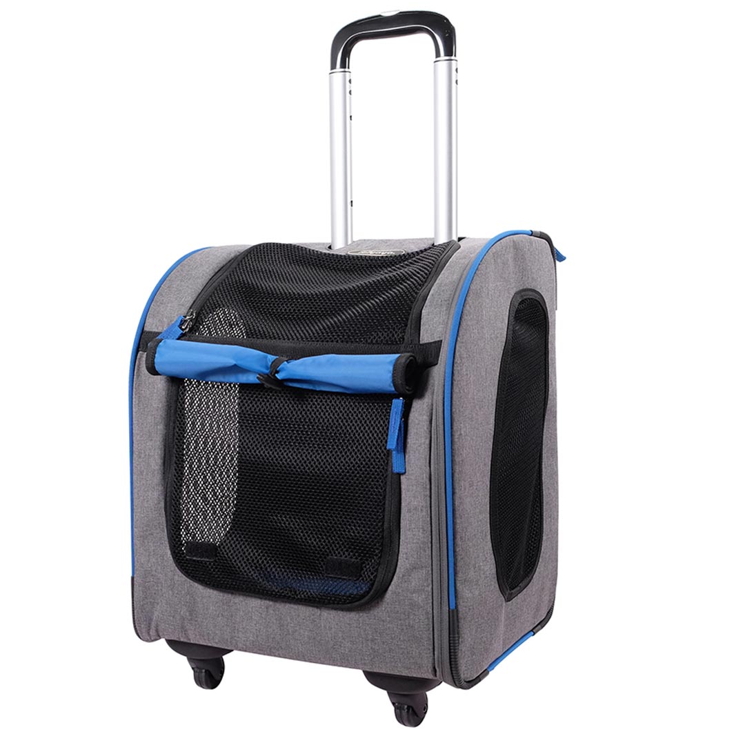 GogiPet nahrbtnik in kovček obenem - sivo modra barvna kombinacija