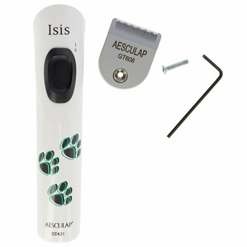 Menjava nastavka - baterijski strojček za striženje psov Aesculap Isis