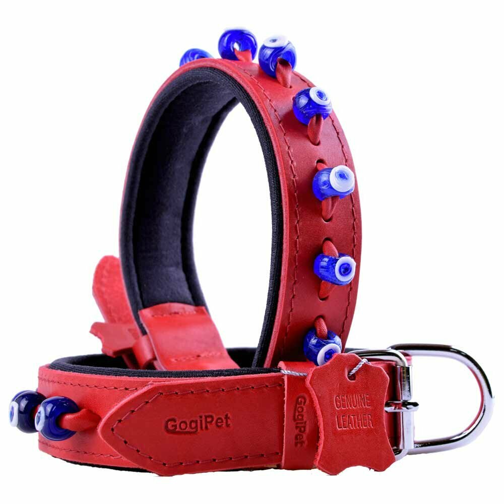 GogiPet® Nazar ovratnica za pse z očmi rdeča s 60 cm