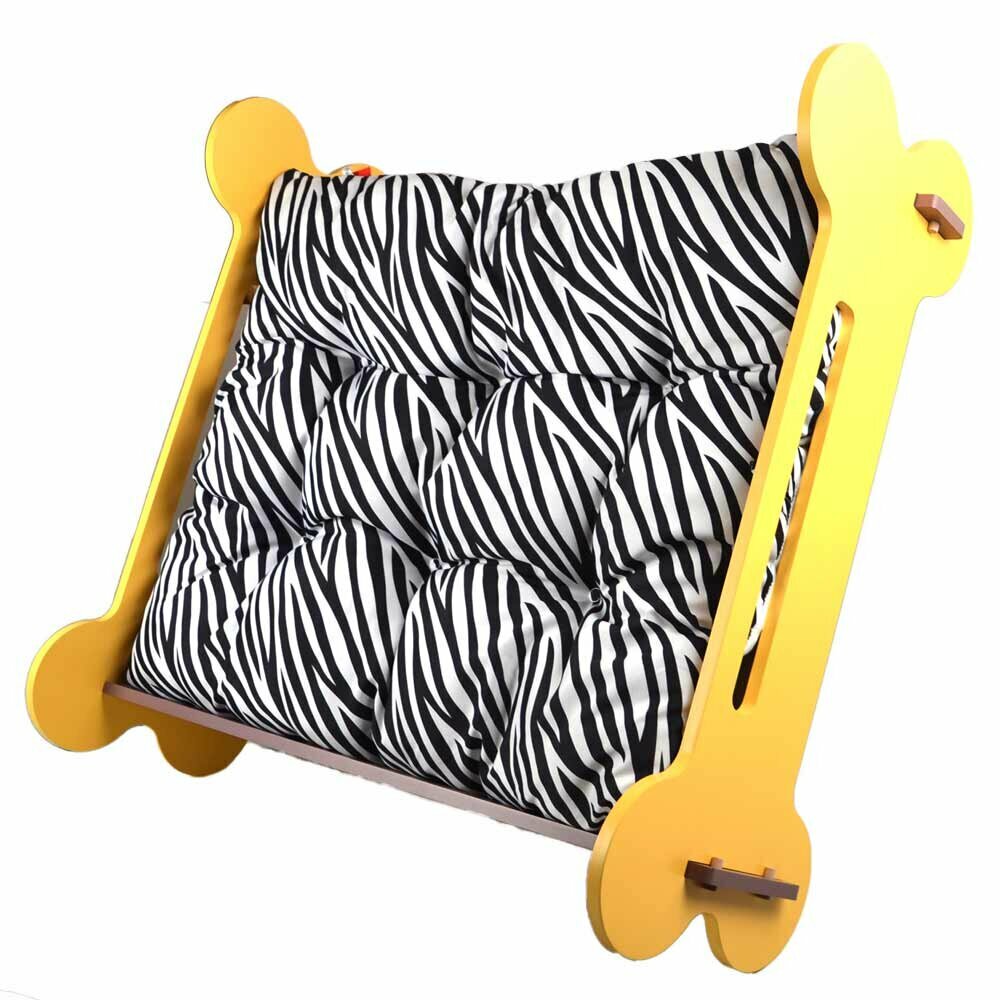 GogiPet lesene postelje za pse - rumena barva, velikost L