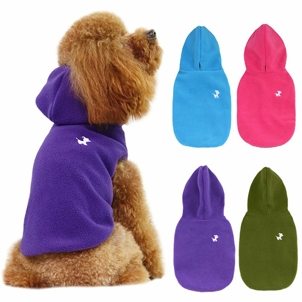Termo velur pulover za psa - različne barve, odprtina za povodec