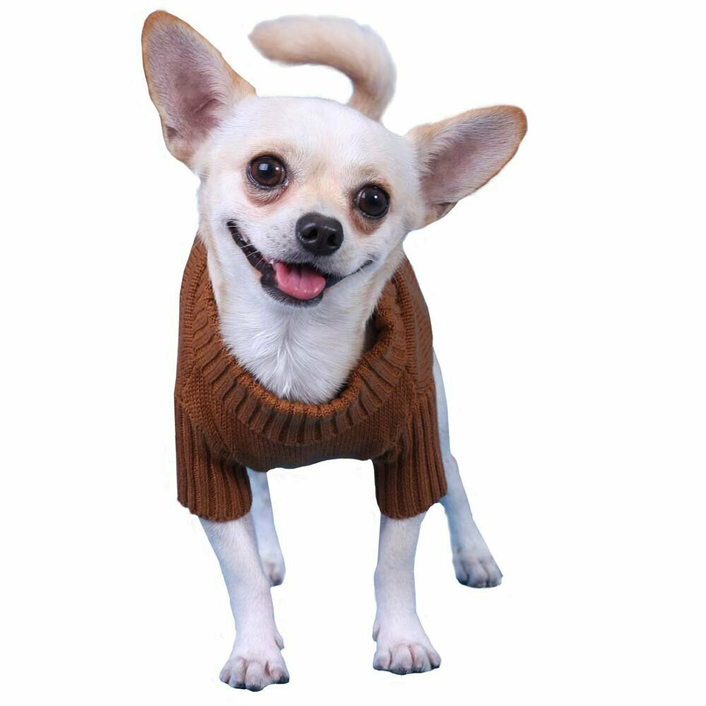 Pleten pulover - rjav puli pulover za psa
