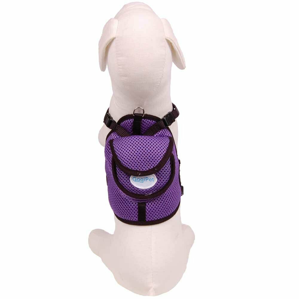 GogiPet® lila oprsnica z nahrbtnikom za psa - nahrbtnik z zapenjanjem na ježke