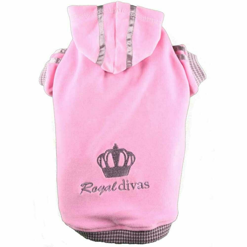 Pulover s kapuco "Royal Divas" za pse velike rasti - roza DoggyDolly