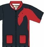 Vico Cani rdeče, delovno oblačilo za negovalce in frizerje psov - ravni kroj