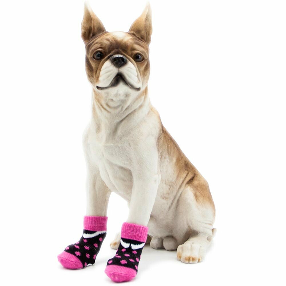Kolekcija nogavic za pse - GogiPet nogavice za psa v črno rožnati kombinaciji