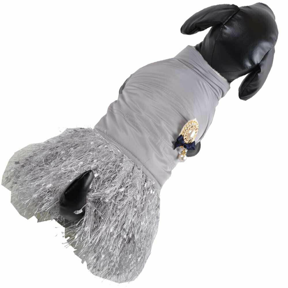 GogiPet zimska jakna s krilom za psa "Sonja" - siva barva
