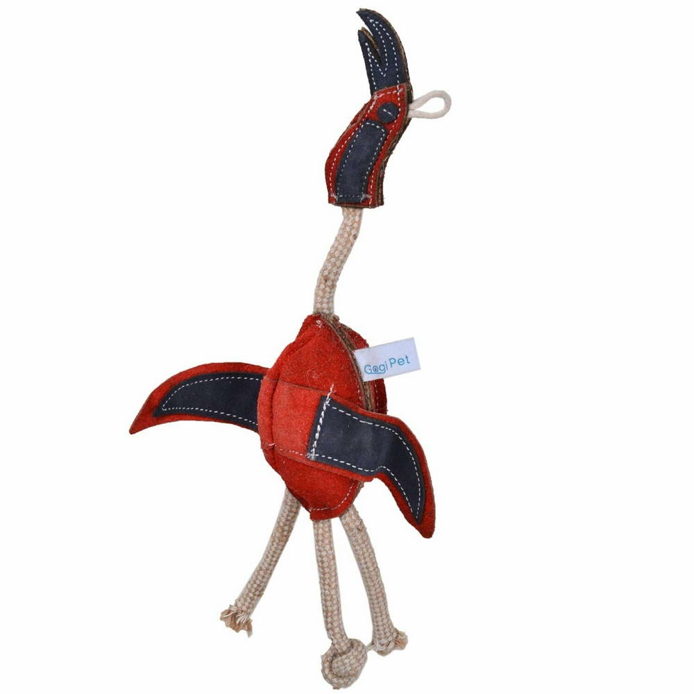 GogiPet® igrača za pse iz naravnih materialov "Rdeč tukano" je izdelana iz usnja