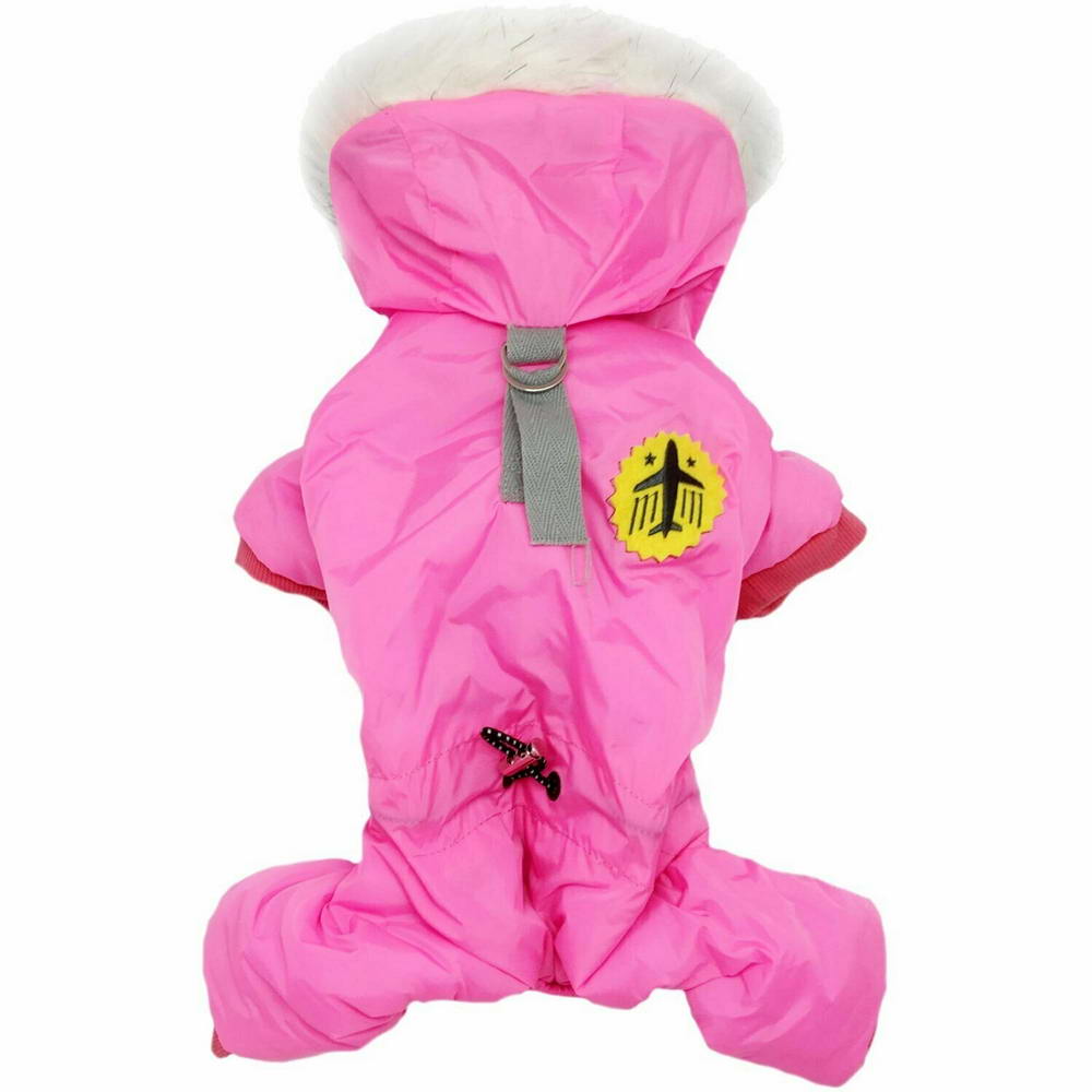 Zimsko oblačilo za psa "Fly Pink" s kapuco, ki se zapenja na hrbtu - pink barva