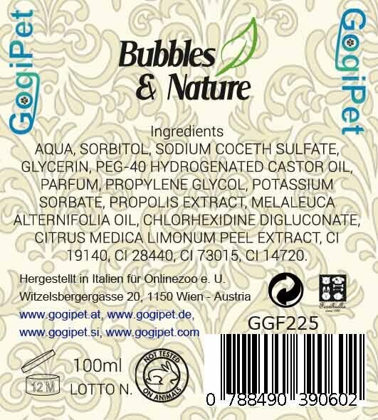 Bubbles & Nature sprej za nego zob in dlesni psov GogiPet - surovinska sestava