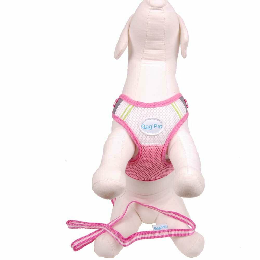 GogiPet® pink oprsnica s povodcem za psa - velikost L