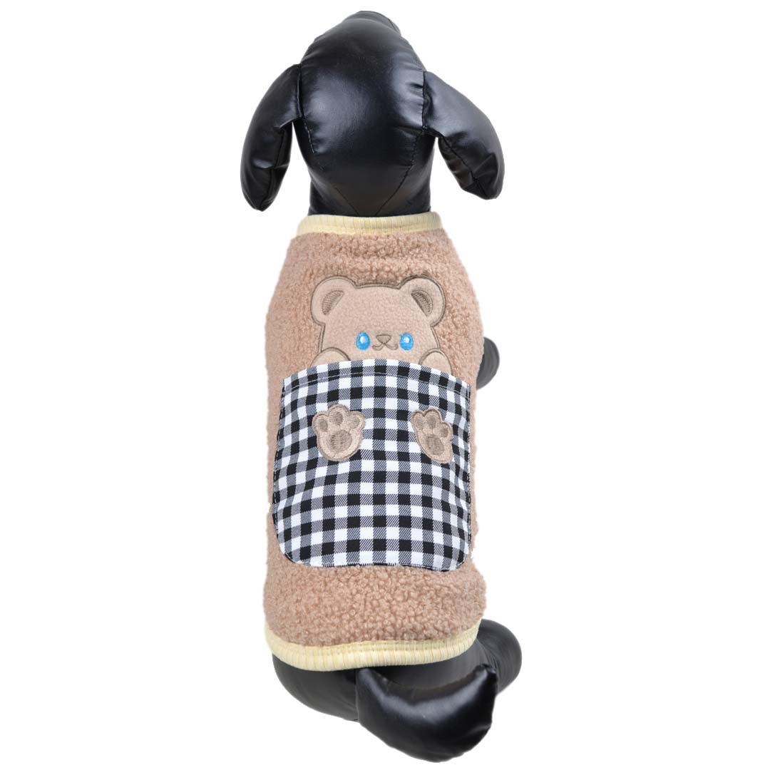 Mehek pulover za pse z aplikacijo "Teddy" - svetlo rjava barva