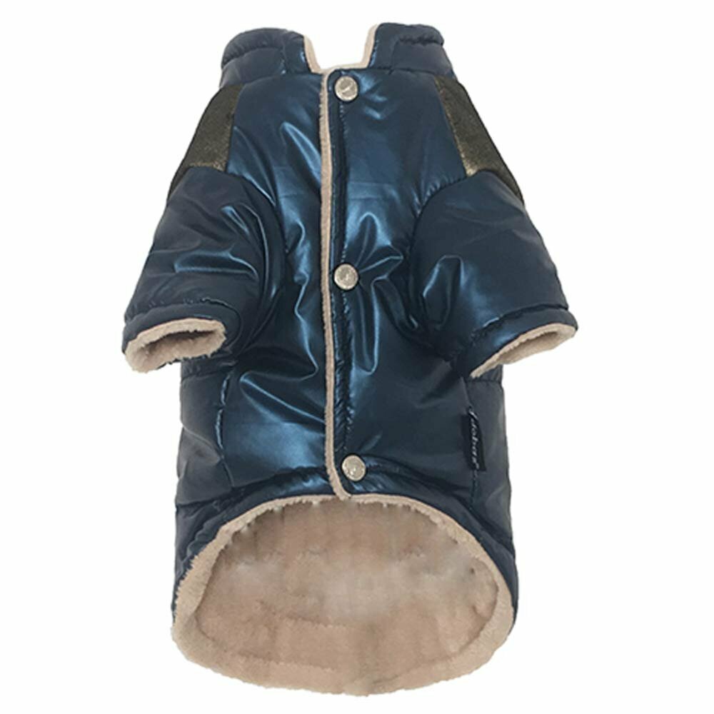 GogiPet zimski plašč za psa "Blue Star" - modra barva, kratki rokavi