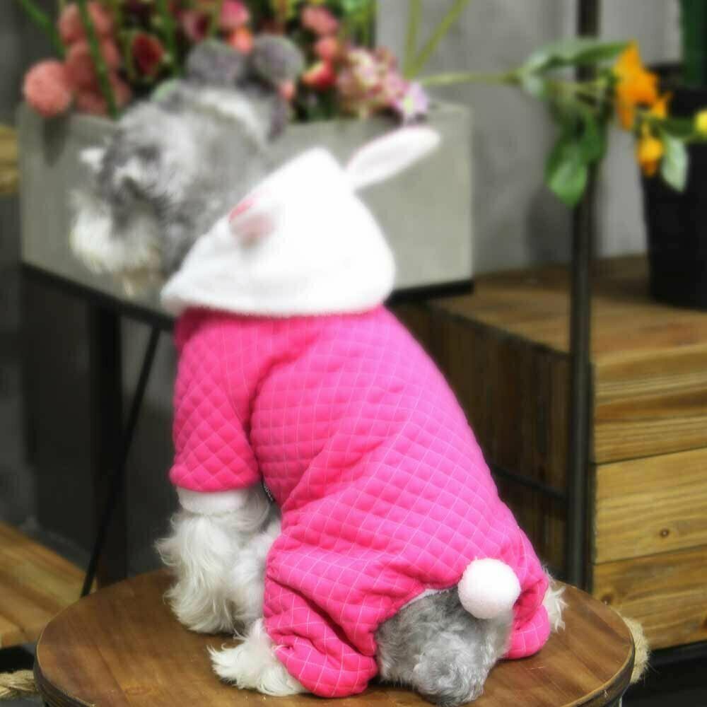 Zimski komplet za psa "Pink Bunny" s kapuco in repom
