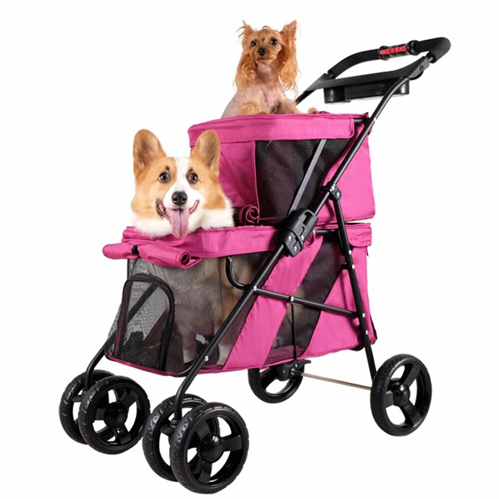 Voziček za pse - pink barva