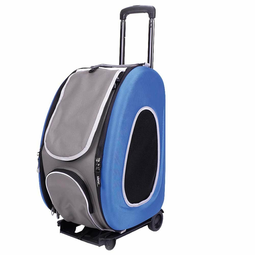 Modri kovček z kolesi - multifunkcijska torba za pse