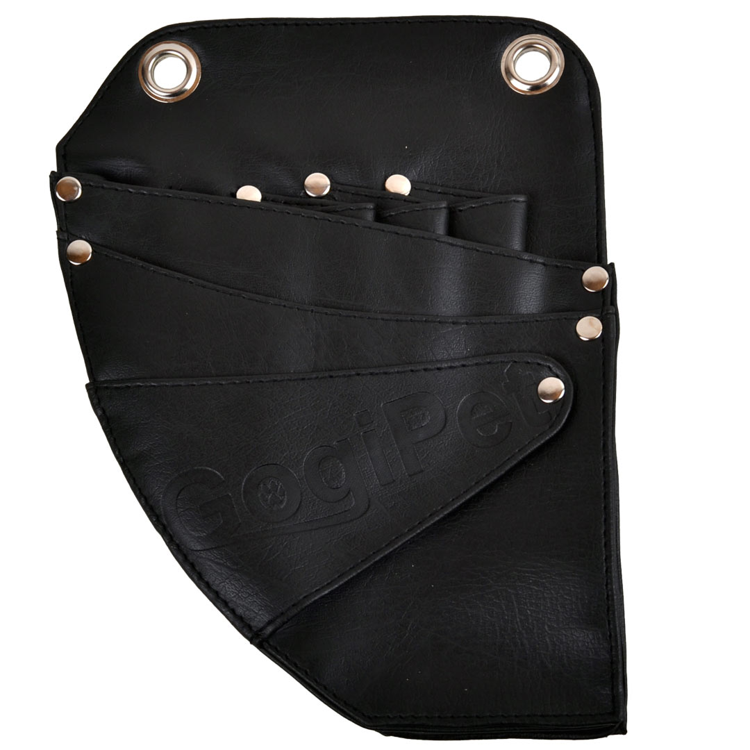Črna, frizerska torbica za škarje, glavnike in krtače