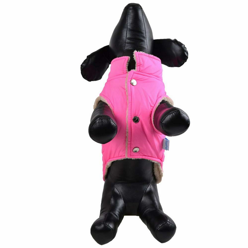 GogiPet podložen anorak za psa "Ema" - rožnata barva, zapenjanje na kovice