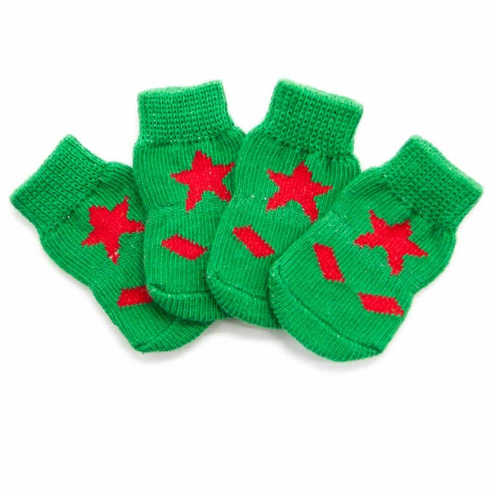 Zelene nogavice za psa z rdečo zvezdo 