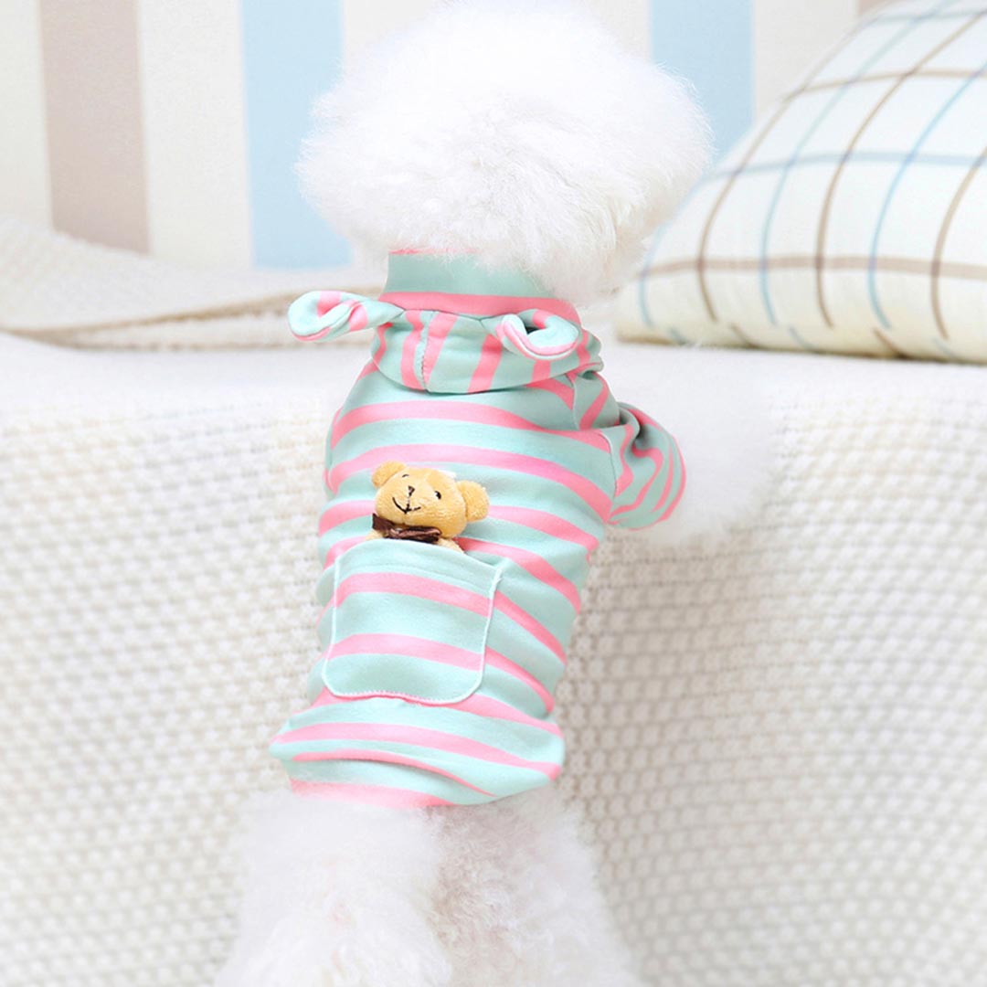 Črtast pulover za psa "Teddybär" - rožnata barva