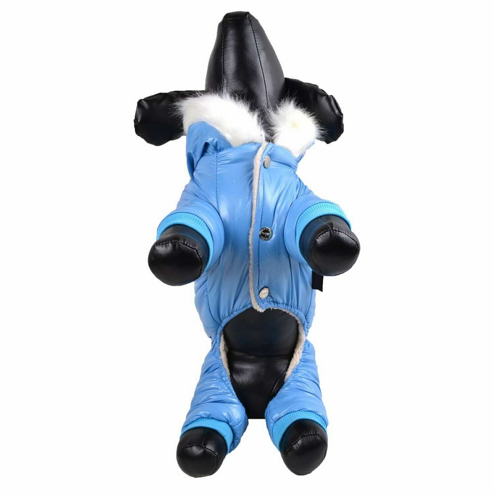Zimski plašč za pse "Francesco" - svetlo modra barva, kroj z rokavi in hlačnicami