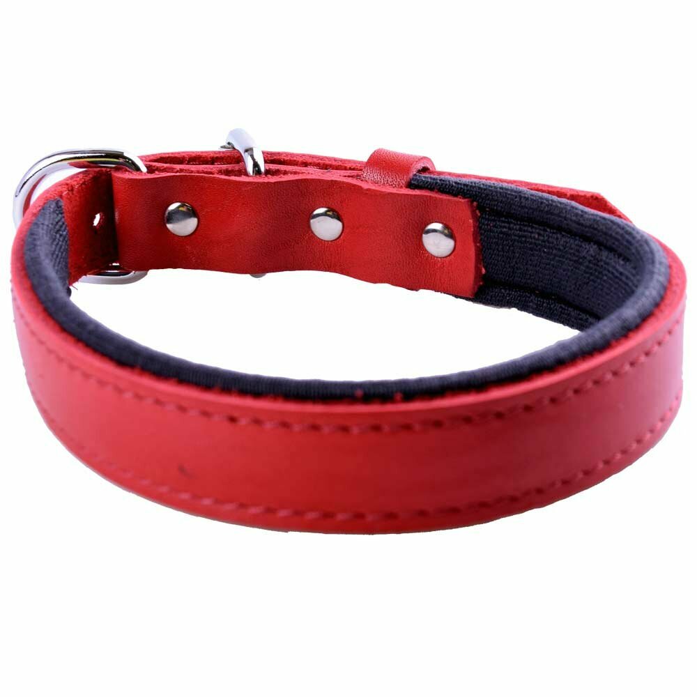 GogiPet® udobna usnjena ovratnica za pse rdeča s 45 cm