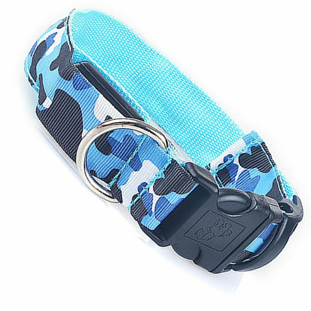 GogiPet® modra ovratnica za pse XL z maskirnim vzorcem 