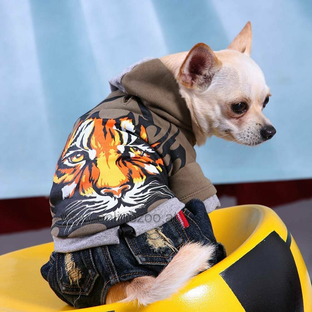 Pulover s kapuco "Tiger"  DoggyDolly oblačilo za psa - zelen
