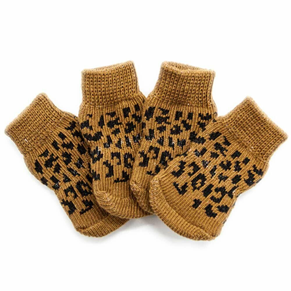 Rjave "Leopard" zaščitne nogavice za psa
