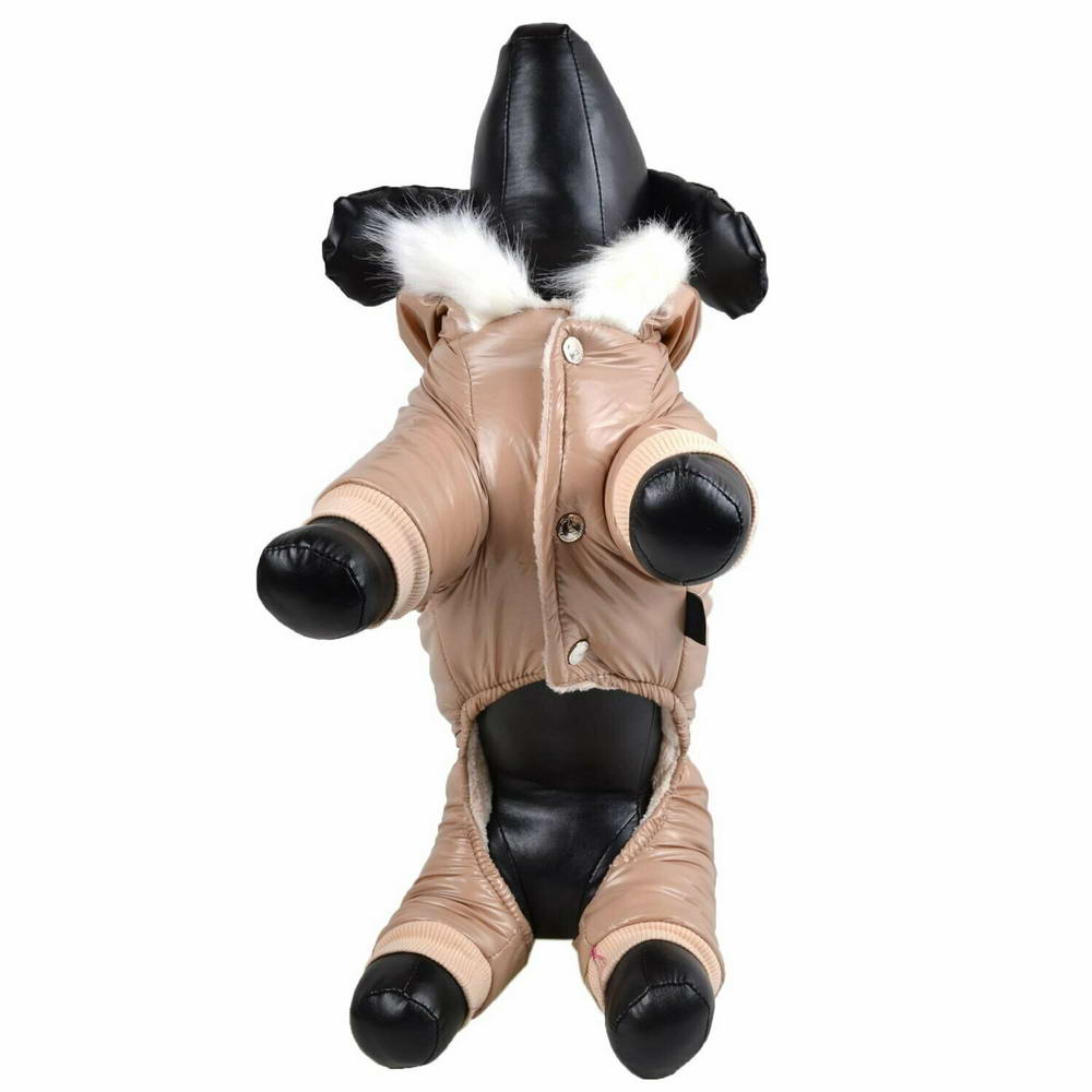 Zimski plašč za pse "Francesco" - rjava barva, prožna obroba na rokavih