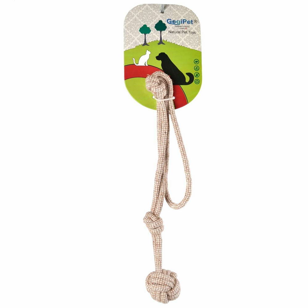 GogiPet® igrača za psa iz naravnih materialov - žoga z vrvjo