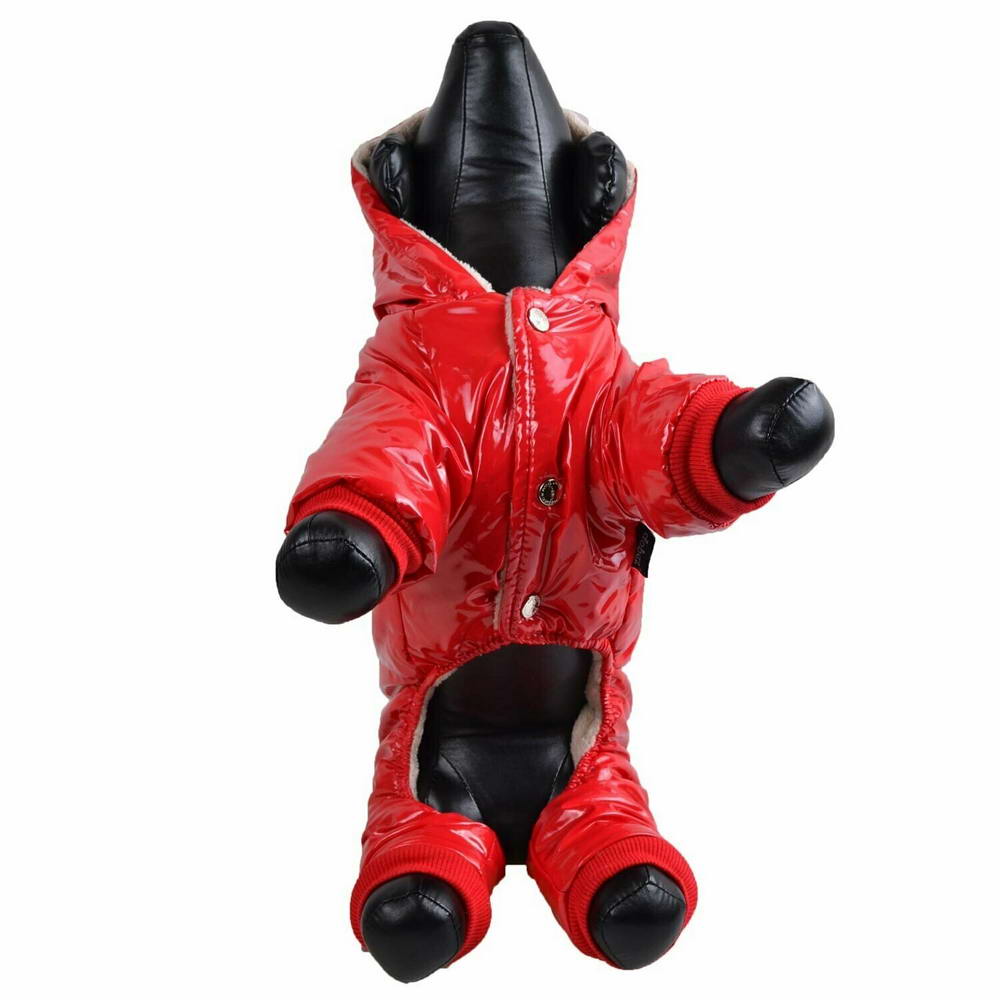 Zimsko oblačilo za psa "Jacop" - rdeča barva, obroba na rokavih