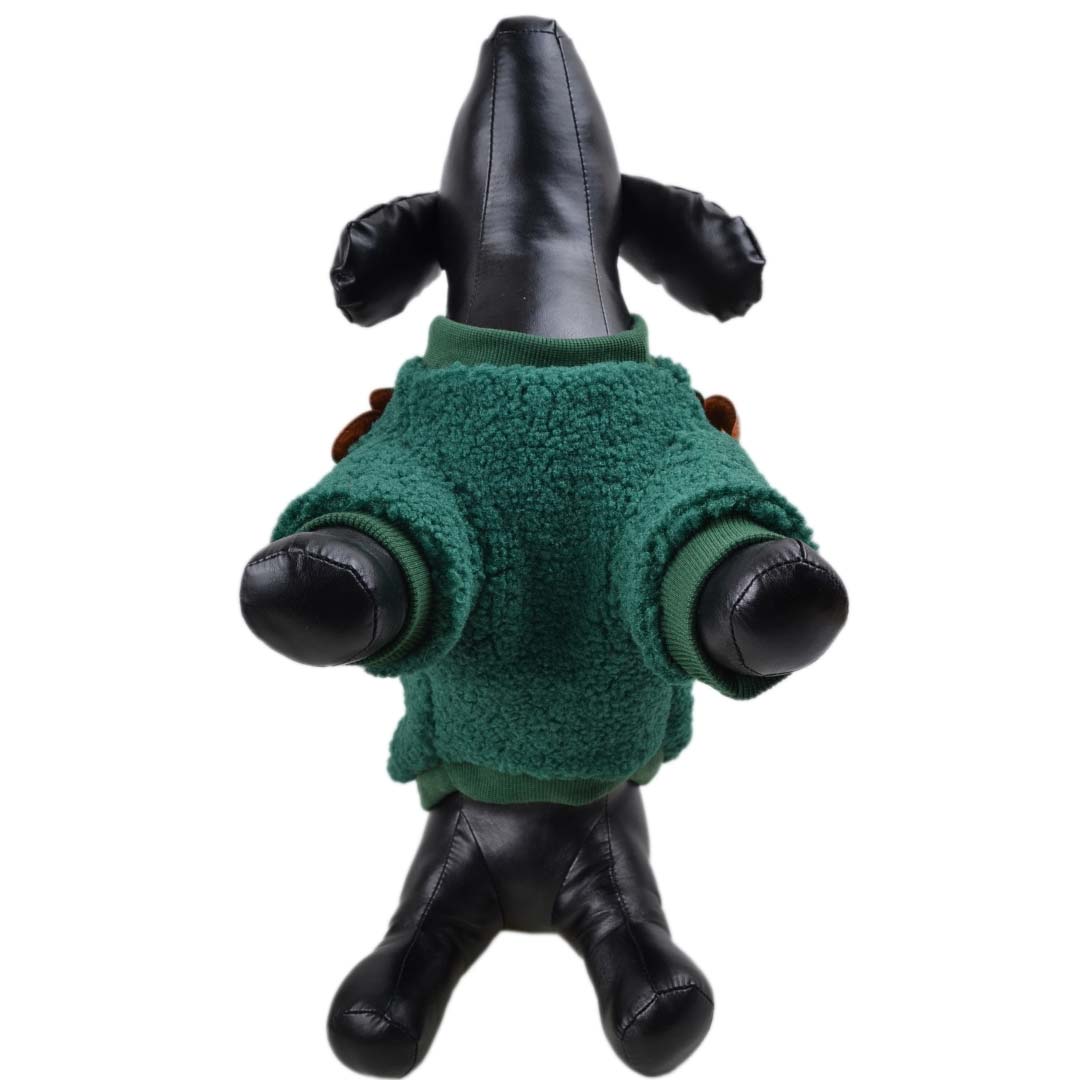 Pulover za pse "Jelenček Rudolf" - zelena barva