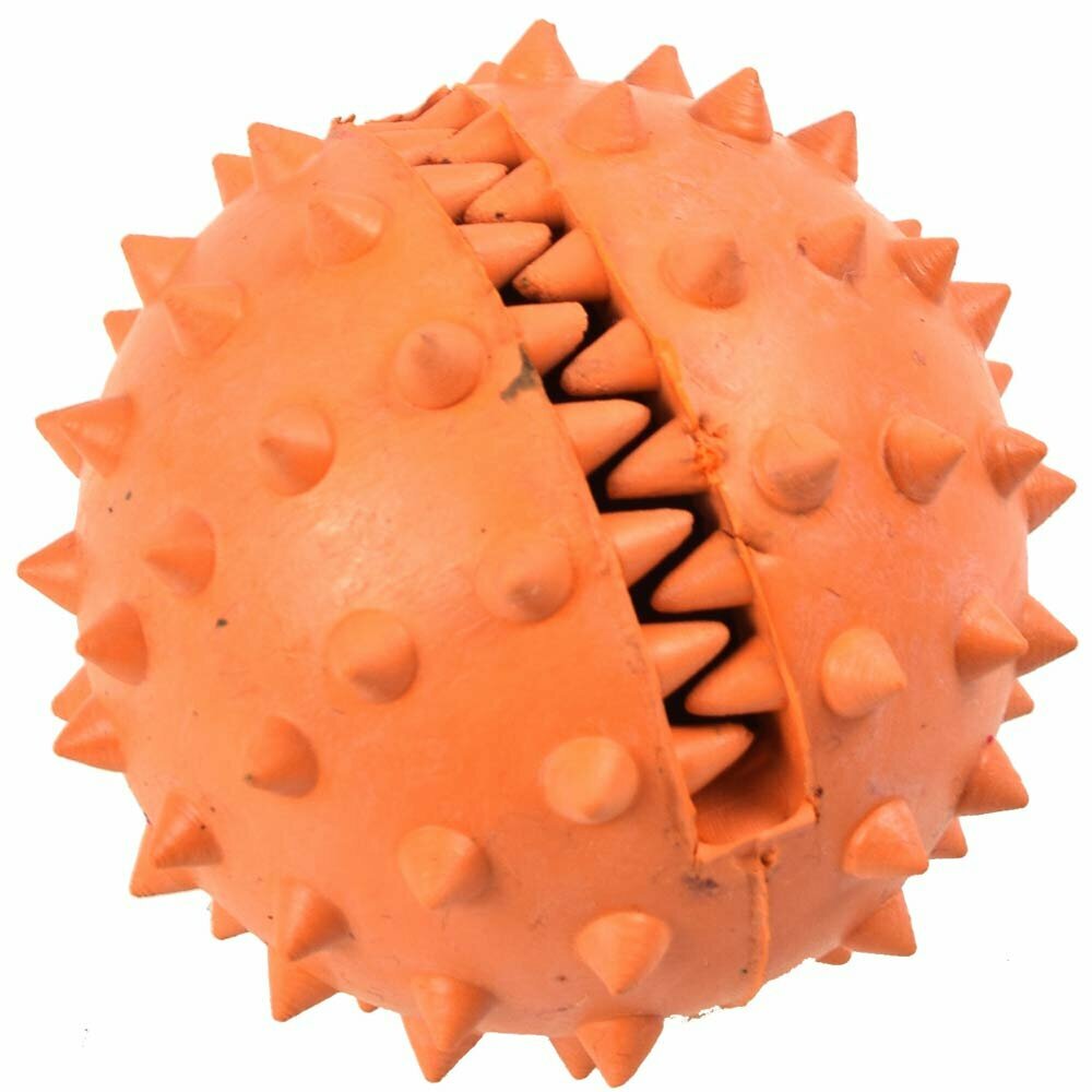 Oranžna žoga za priboljške - igrača za čiščenje zob psov