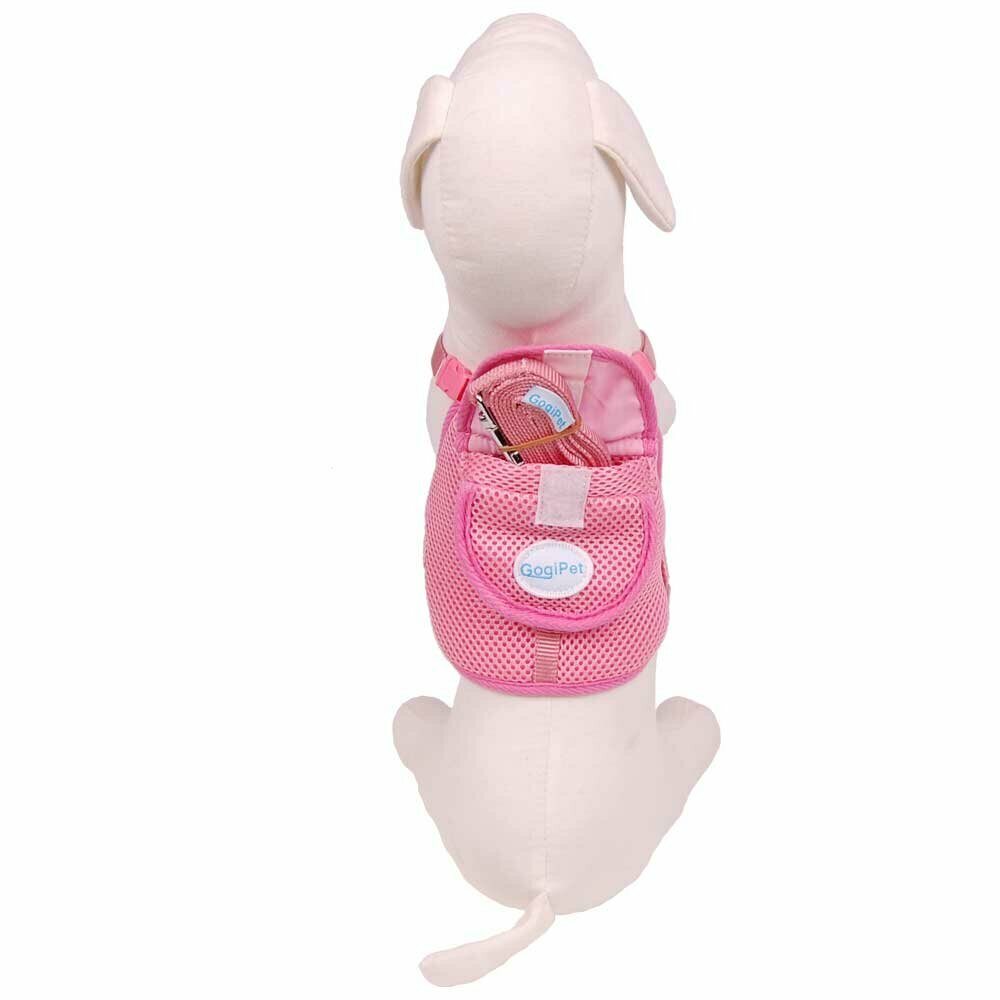 GogiPet® roza oprsnica z nahrbtnikom za psa - nahrbtnik se zapenja na ježke