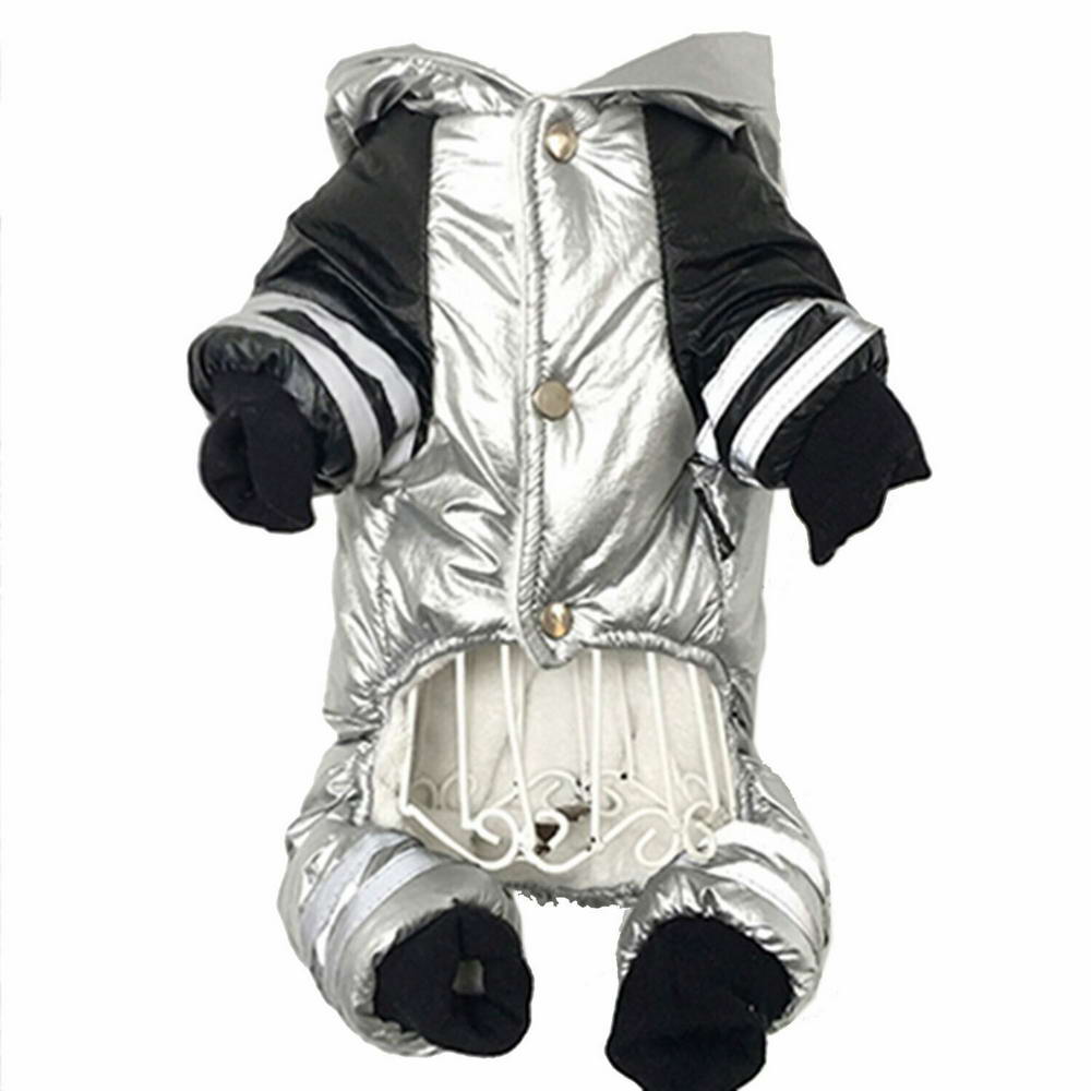Zimsko oblačilo za psa "Silver Star" - srebrna barva, prožne obrobe na rokavih in hlačnicah