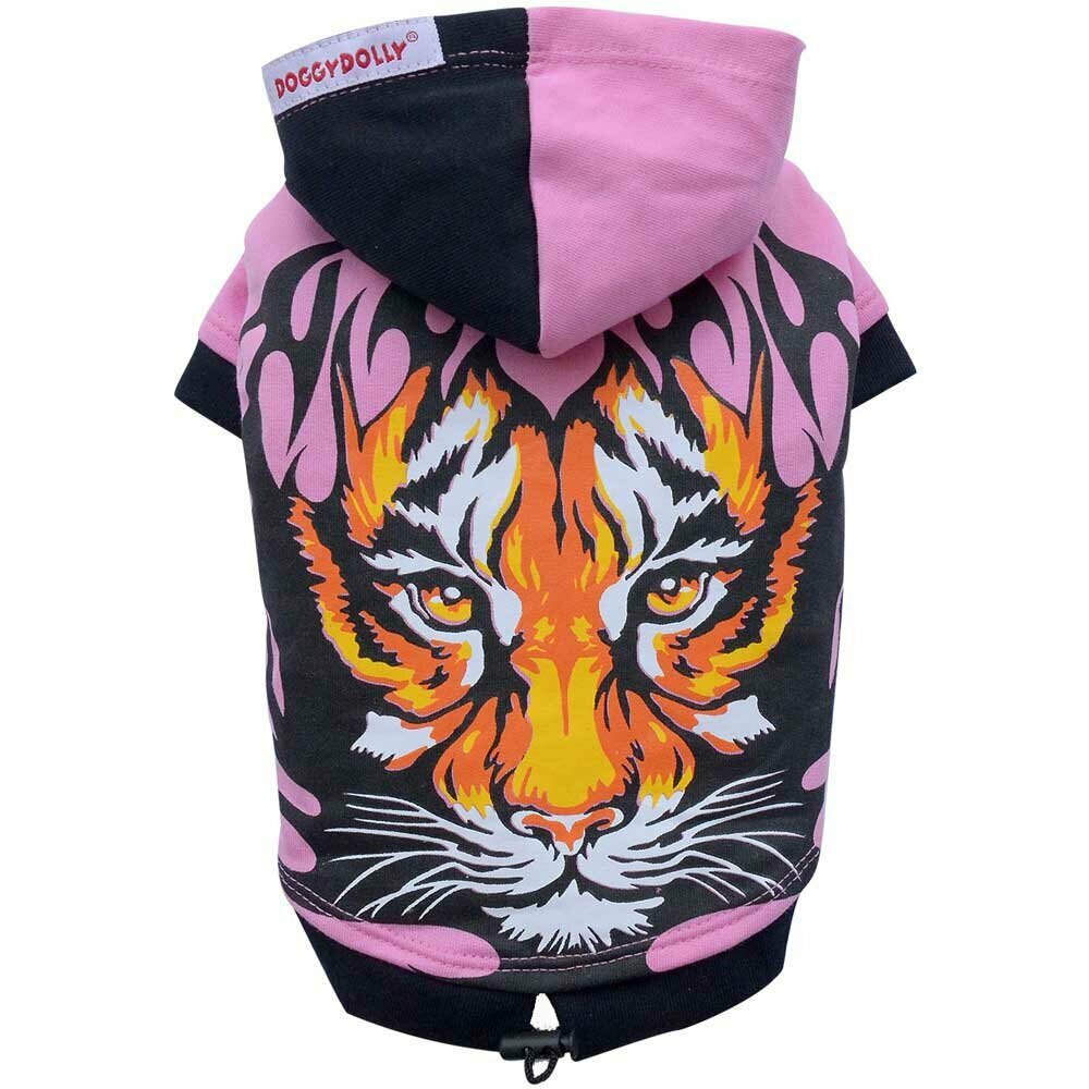Tiger pulover s kapuco za pse - pink barva